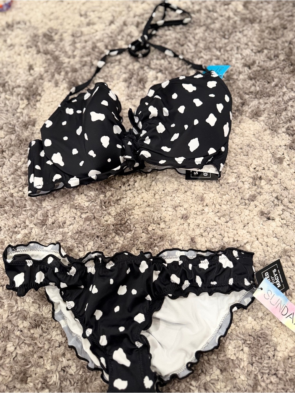 Sundazed Black & White Spot Ruffle Bikini Set - Picture 2 of 6